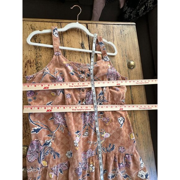 Sonoma Womens Orange Dress 1X Sleeveless round neck Floral Linen Maxi adjustable - Picture 8 of 9
